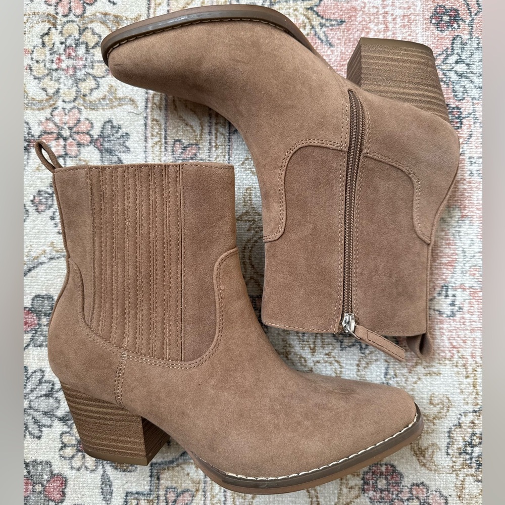 Women's Tan Ankle Boots | Suede Booties